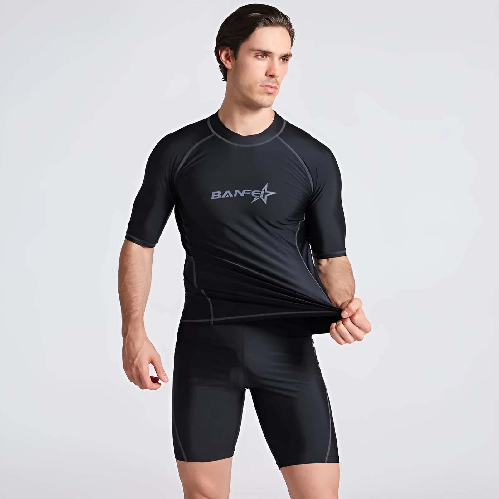 Men's quick-drying half sleeve swimsuit in nylon for snorkeling and surfing activities