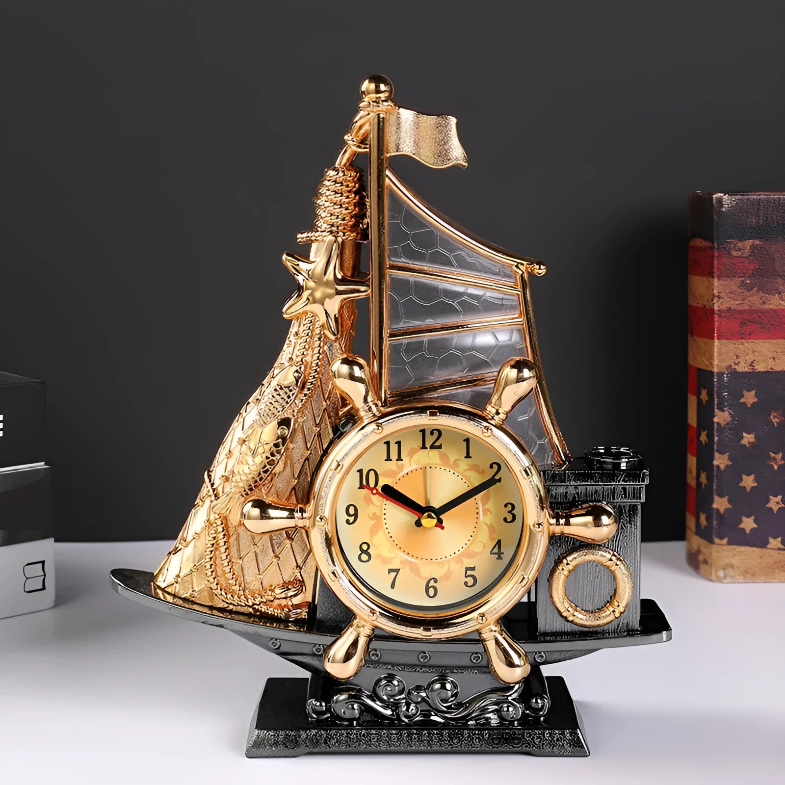 Gold or silver plastic bedroom alarm clock with creative decor design