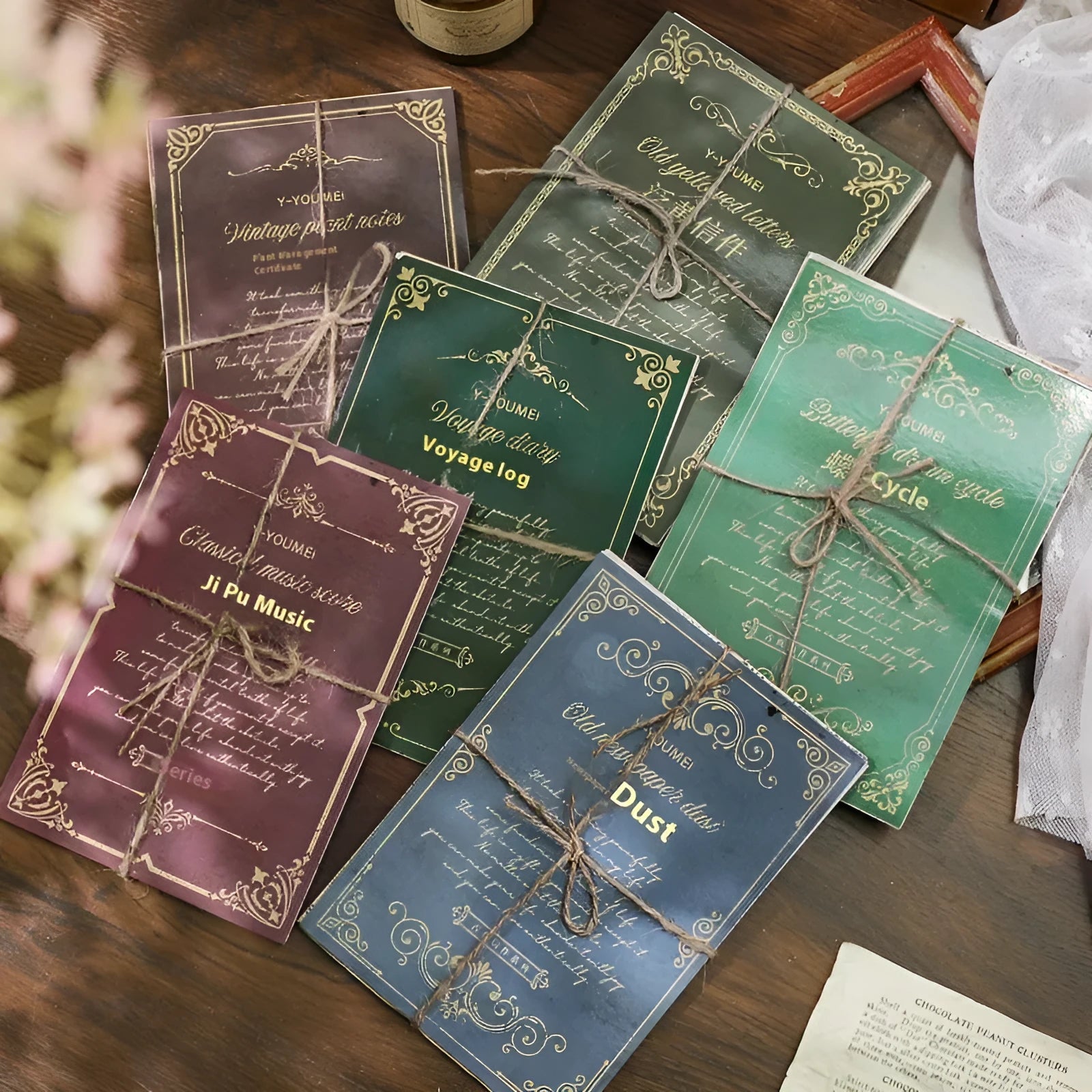 Printed retro literary notebook decorative paper letter in vintage colour theme