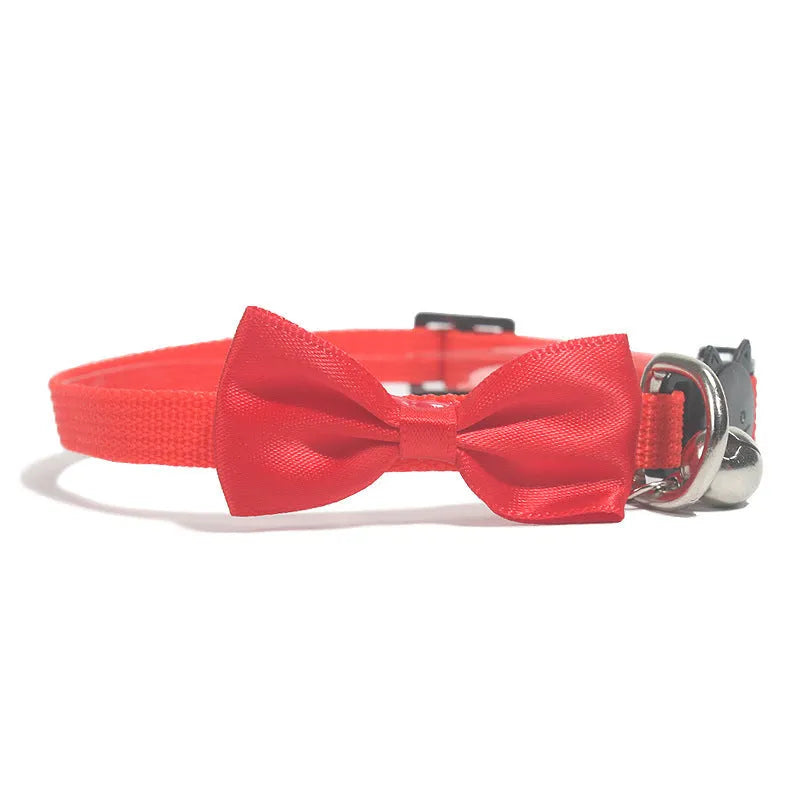 Adjustable nylon cat collar with bell in striped pattern showing multiple colour options