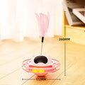 Pink cat tumbler turntable toy with 17cm rotating pole on stable base