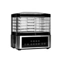 Silver stainless steel fruit dehydrator with 14L capacity and adjustable temperature control