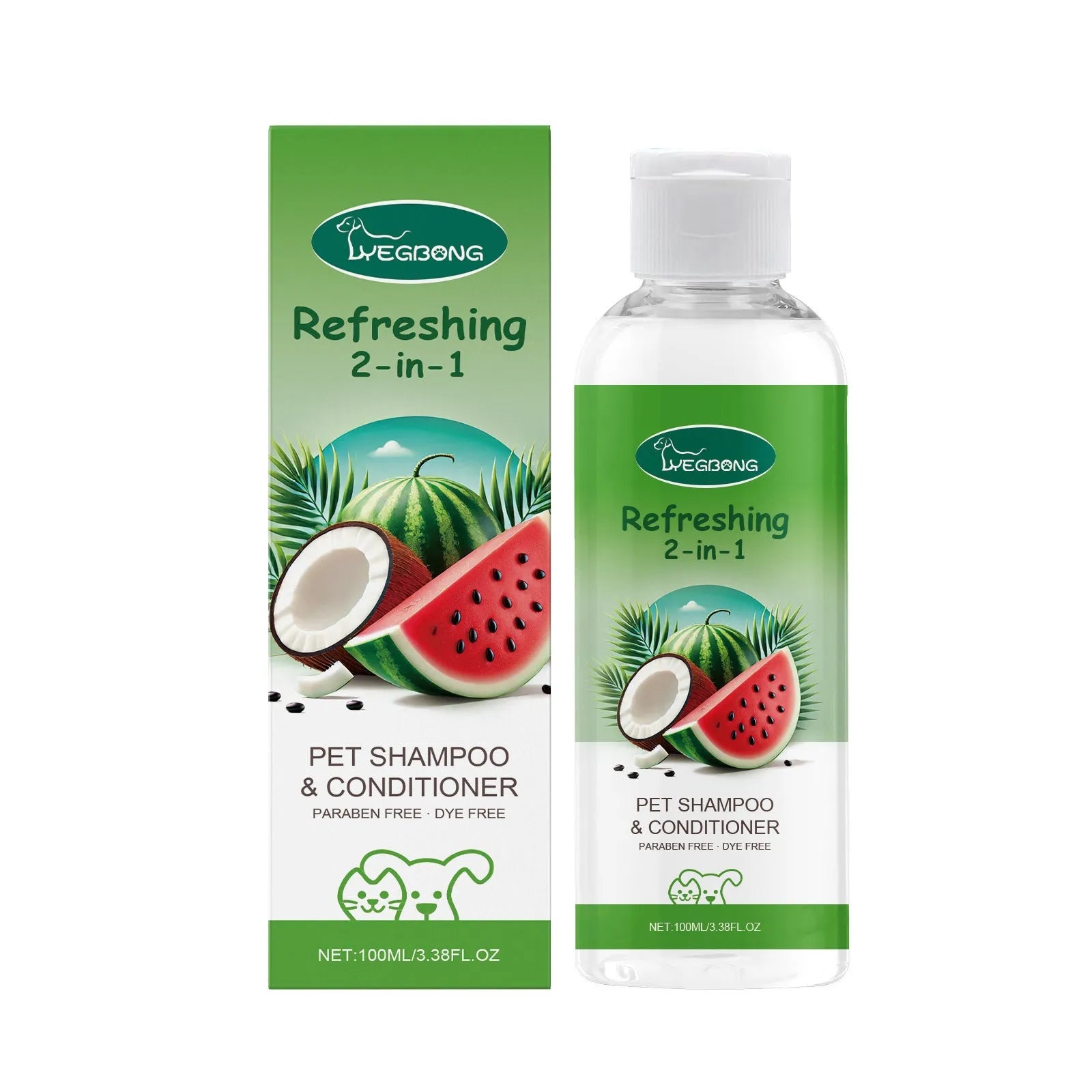 100ml pet 2-in-1 shampoo shower gel bottle with watermelon and coconut extracts