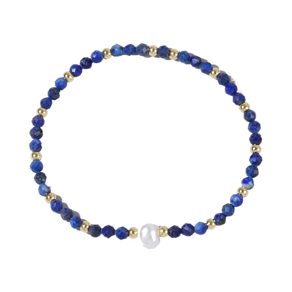 Personalised natural stone bracelet with geometric ellipse shape in light luxury unisex design