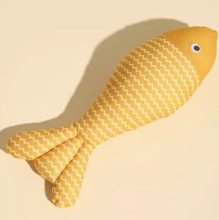 Catnip fish cat toy in blue, red or yellow with large and medium size options