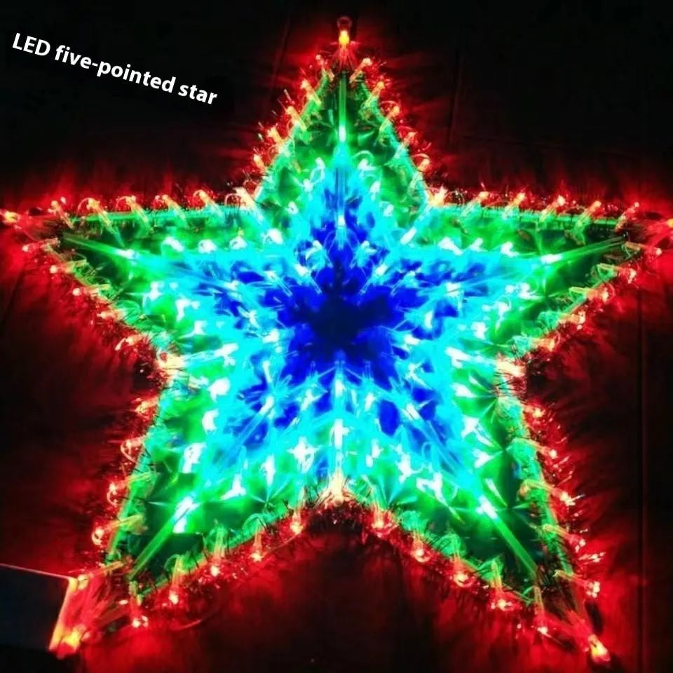 Outdoor Christmas decorative string lights with peacock lamp, love heart, sunflower, and five-pointed star shapes