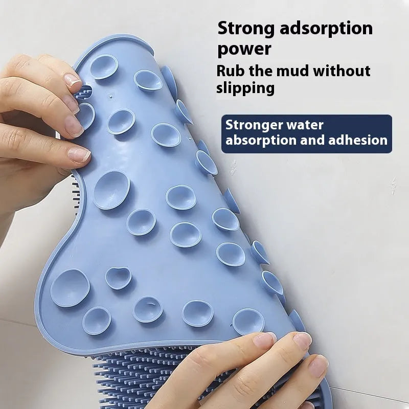 Silicone bath massage cushion mat measuring 31cm by 32cm with textured bristle surface