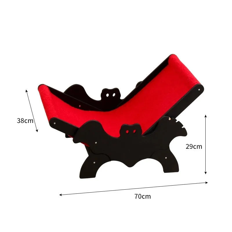 Wooden cat lounge chair MW-054 in black and red colours