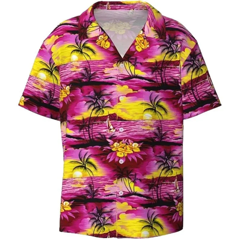 Men's camouflage pattern short sleeve casual shirt in slim fit cardigan style