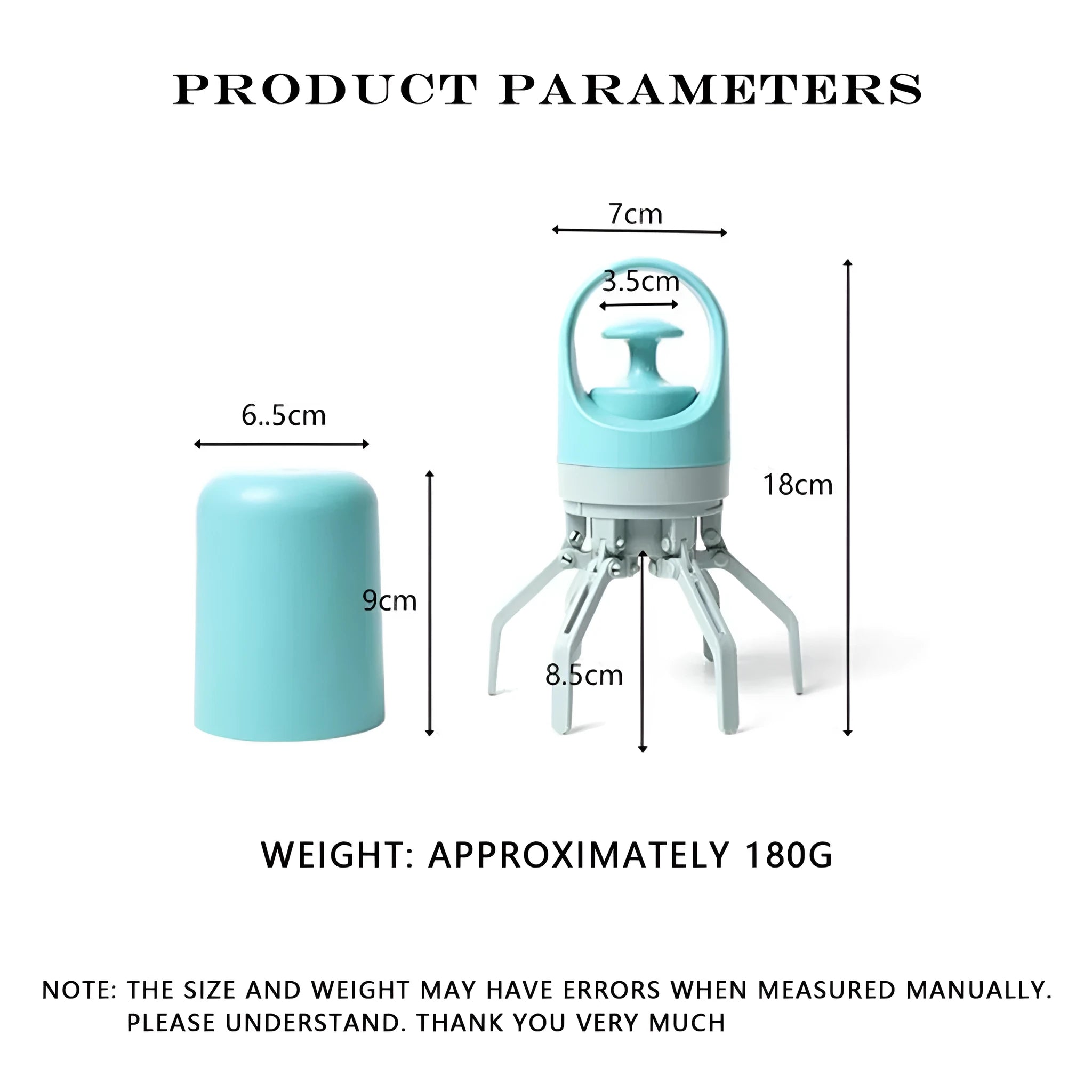 Blue ABS plastic pet pooper scooper with claw design and built-in bag dispenser