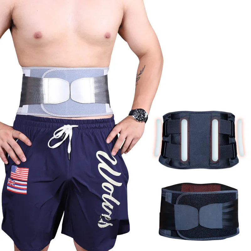 Self-heating fitness waist support belt in black, 100cm length and 22cm width