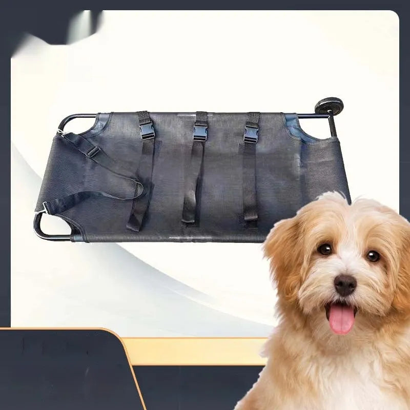 Large black aluminium alloy foldable dog stretcher for emergency pet transport
