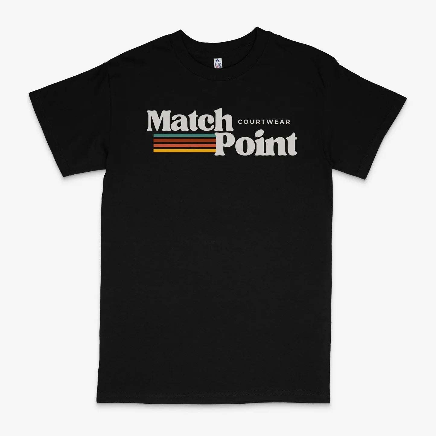 Men's black casual T-shirt with 3D digital printed text pattern, short sleeves and round neck