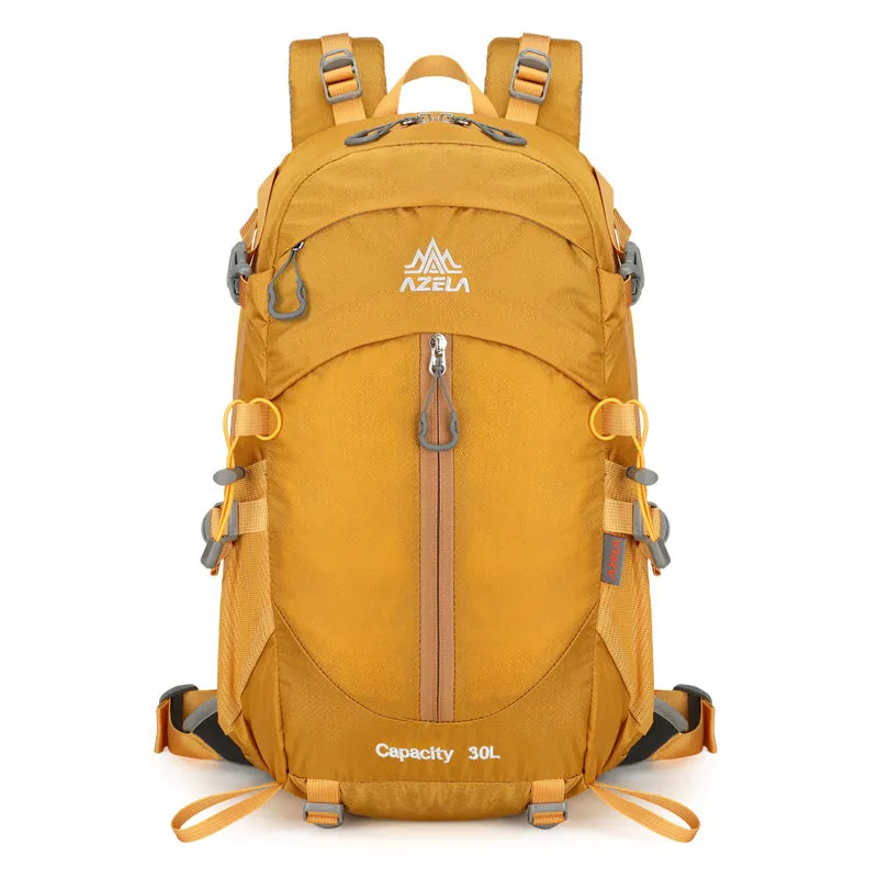 AZELA 30L Outdoor Hiking Backpack in black with adjustable straps on a white background