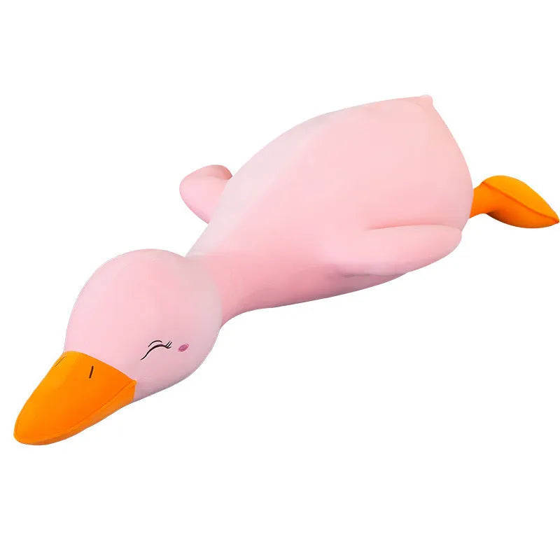 Lying style sand carving plush duck toy with down cotton filling, white colour, 110cm height