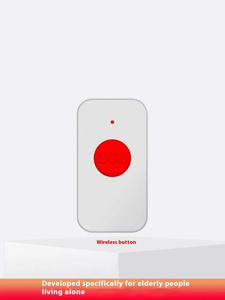 White emergency alert device with one buzzer unit and three remote call buttons for elderly safety