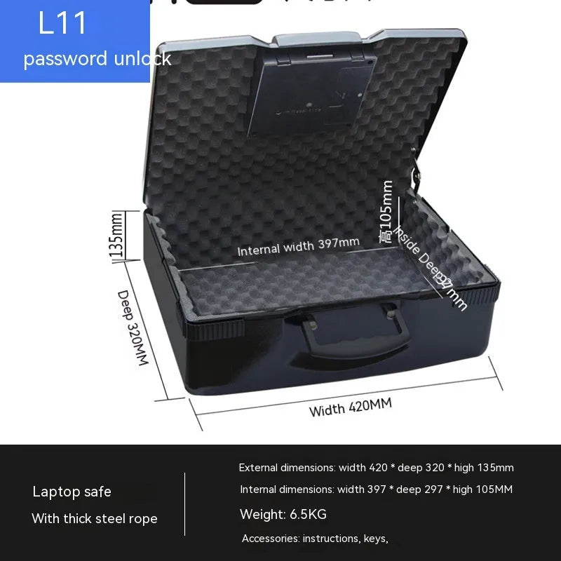 L12 portable mechanical combination safe with steel alloy casing and compact dimensions