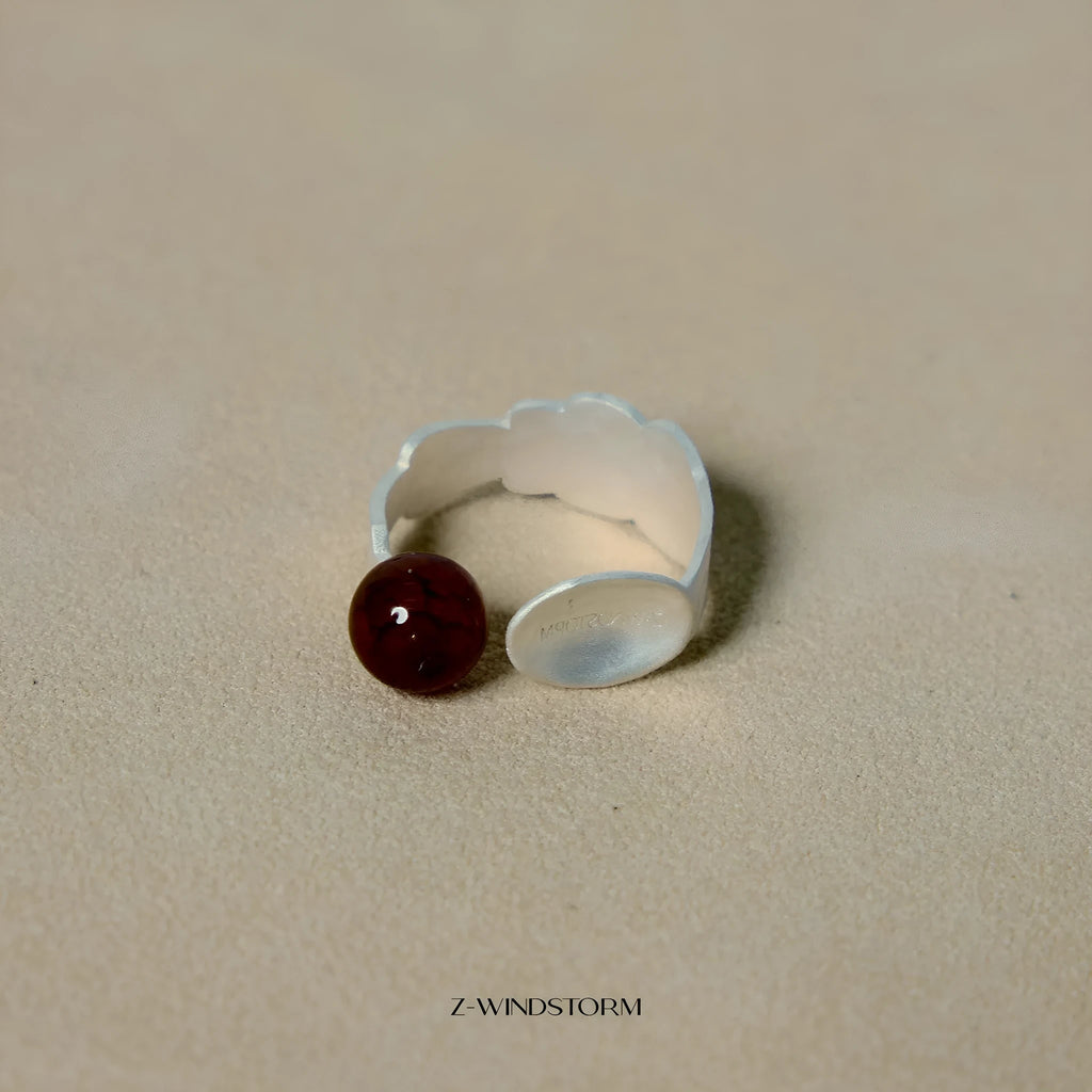 Small round spoon stewed pork design alloy ring and bracelet set with electroplated diamond shape elements