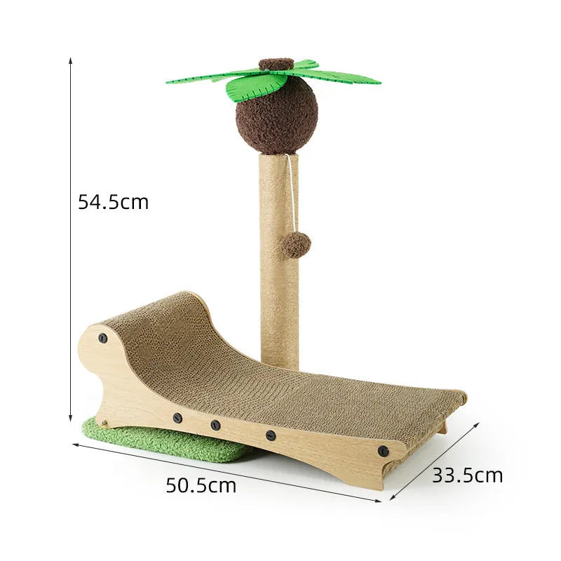 Wooden beach chair style cat furniture with hemp mat scratch surface and chamfered columns