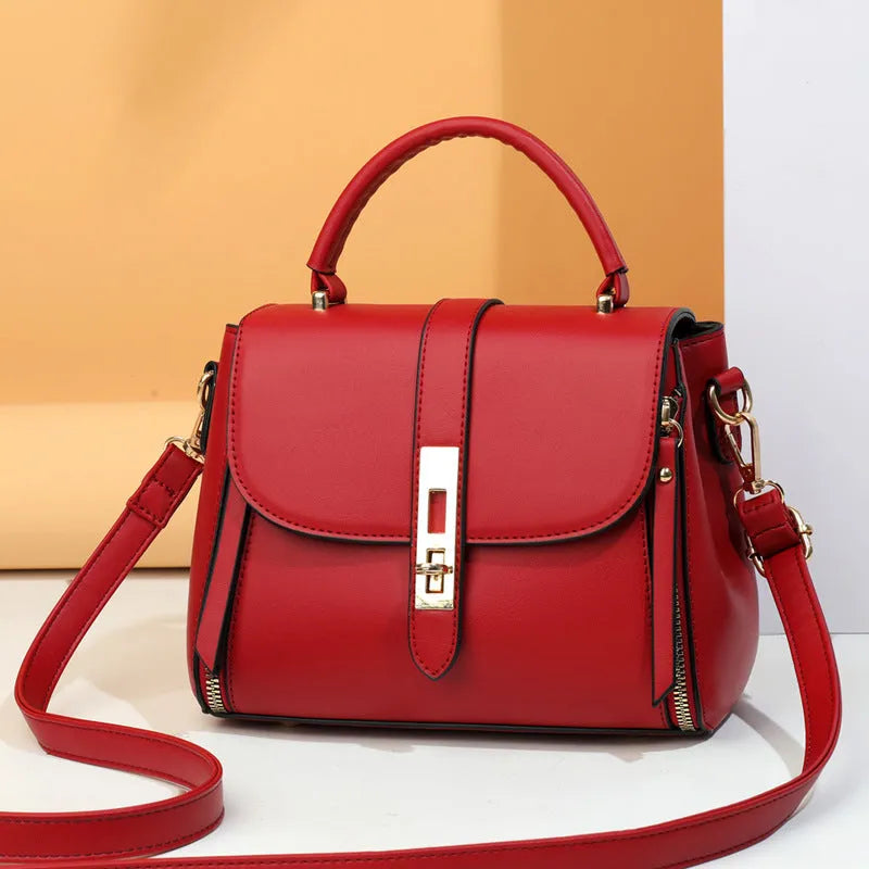 Women's soft PU leather messenger bag in square vertical design with single shoulder strap