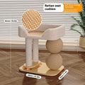 Pine wood cat scratching ball nest with integrated resting area in three style variations