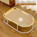 Large grey fabric cat kennel with breathable bracket construction for summer indoor use