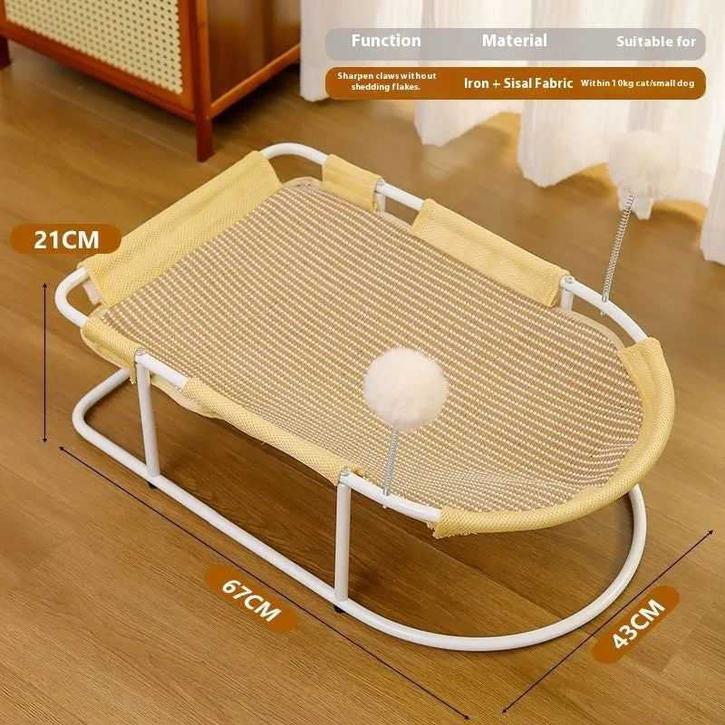 Large grey fabric cat kennel with breathable bracket construction for summer indoor use