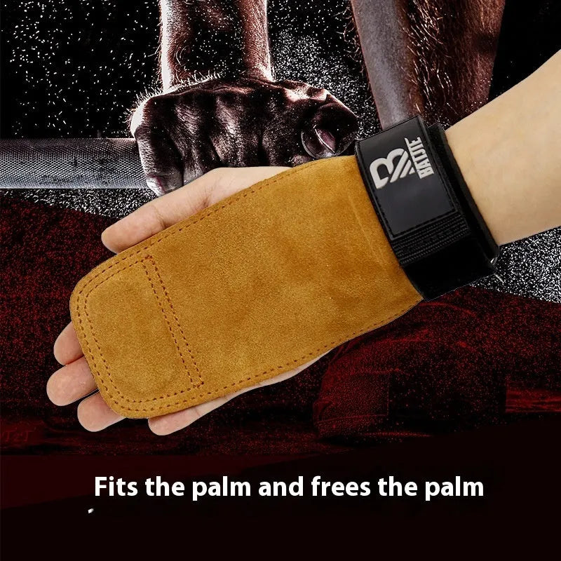 Brown fitness wrist protectors for horizontal bar exercises and sports protection