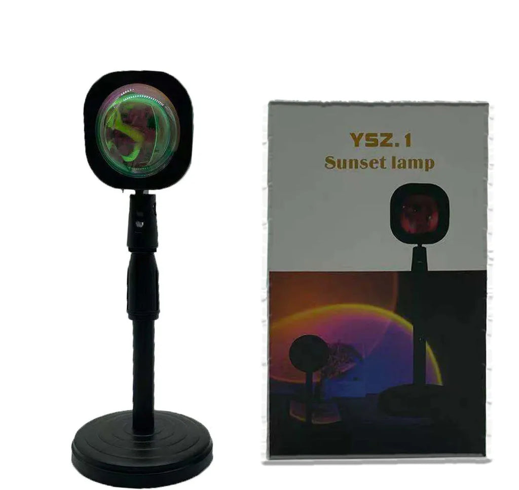 Sunset red rechargeable projection lamp showing rainbow colour light effects