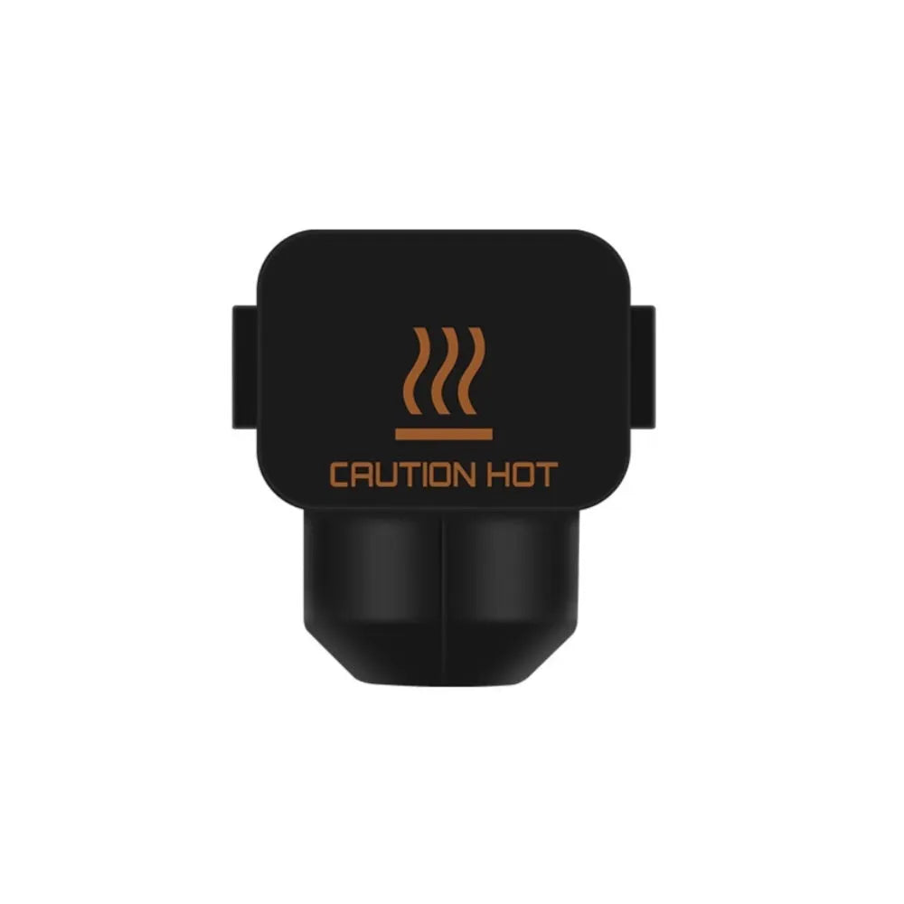 Bambu Lab A1 Mini hot end assembly with hardened steel nozzle and black silicone protective sleeve