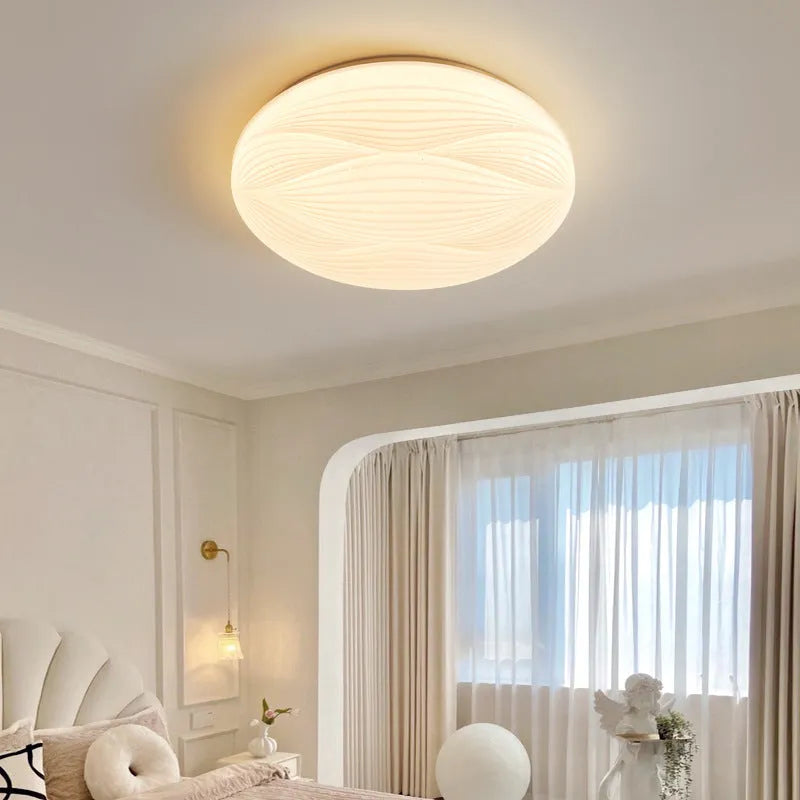 Modern light luxury cream copper round ceiling lamp with low voltage 36V for bedroom