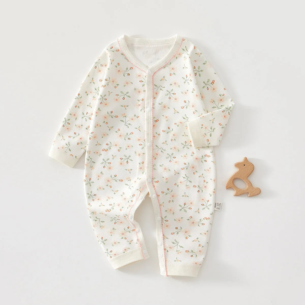 Baby pure cotton printed jumpsuit in red love pattern with long sleeves for spring autumn casual wear