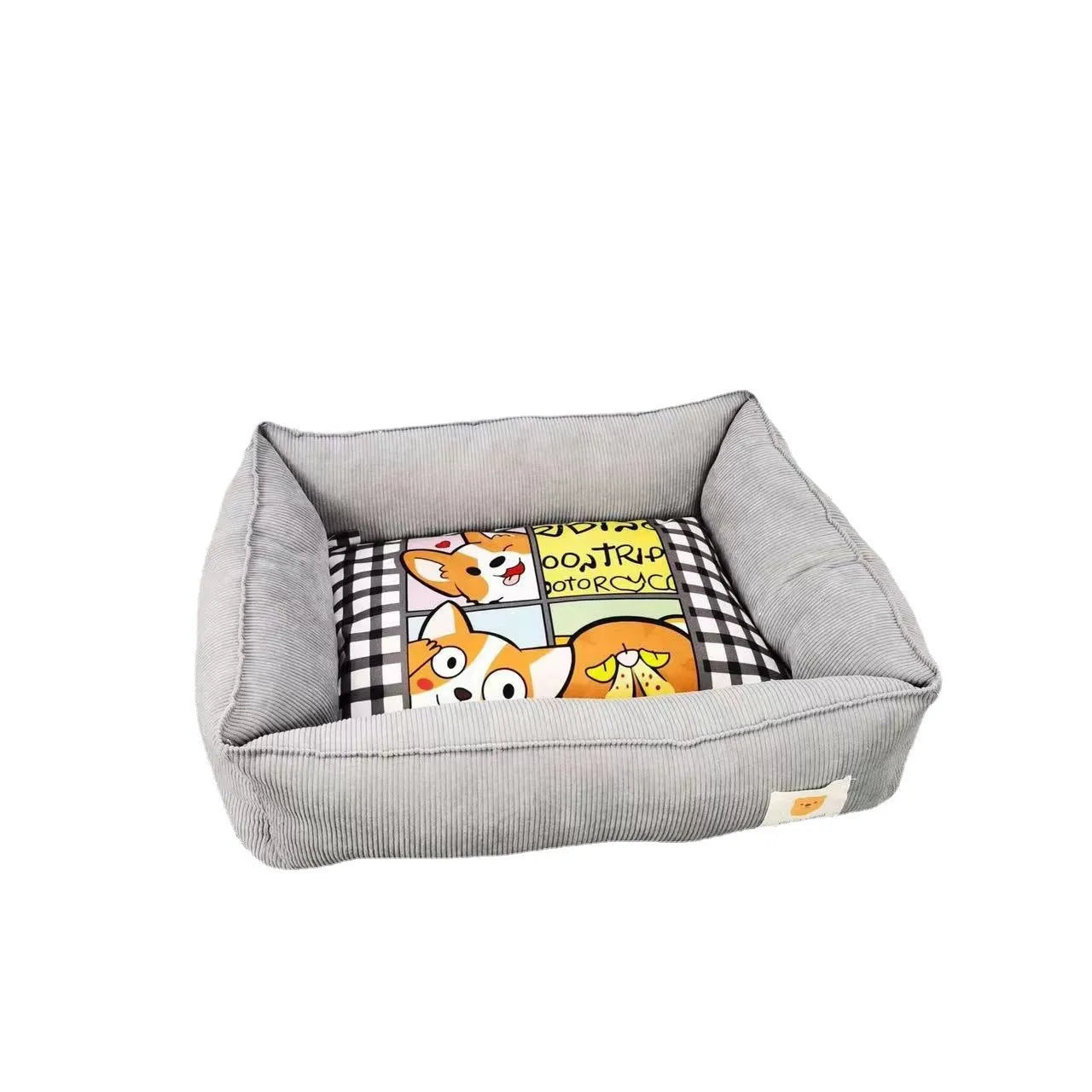 Rectangular dog winter nest bed in a choice of eight colours and two sizes, made from soft velvet-style fabric.
