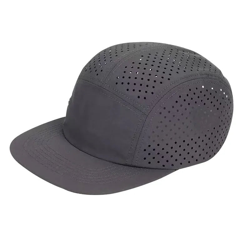 Cycling fishing sun protection sports outdoor cap in beige with hollow-out design and polyester construction