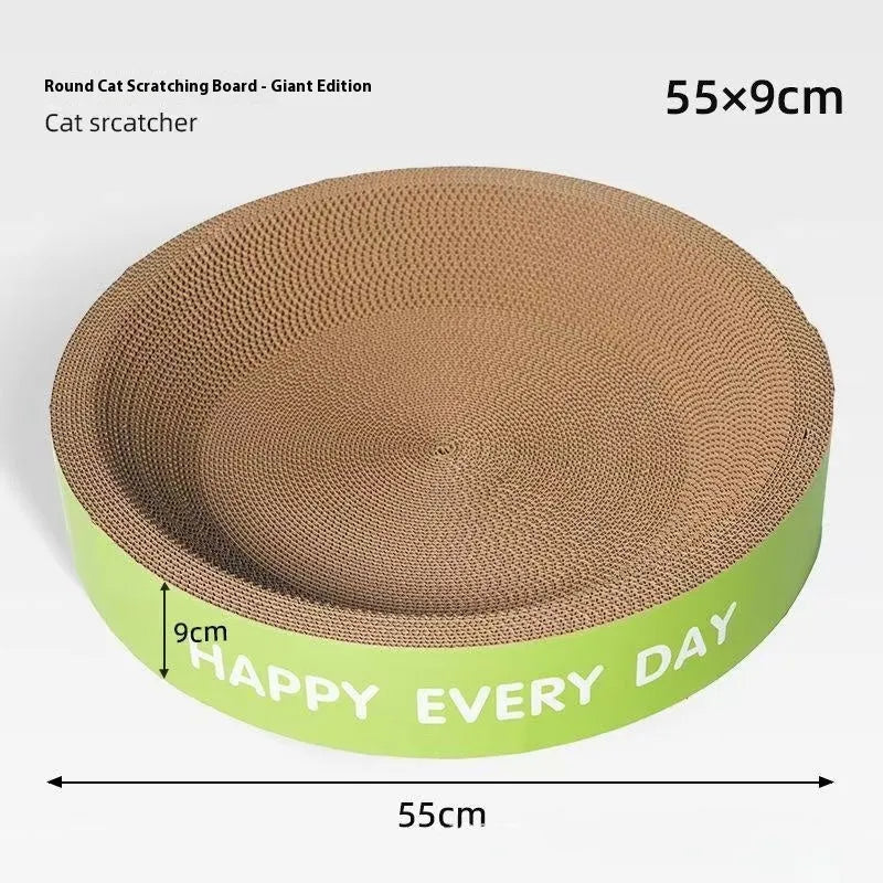 Green round corrugated cardboard cat scratching board nest measuring 50cm across