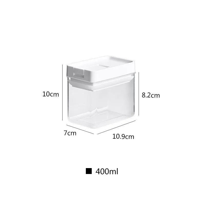 White transparent plastic 400ml storage container with airtight lid for grains
