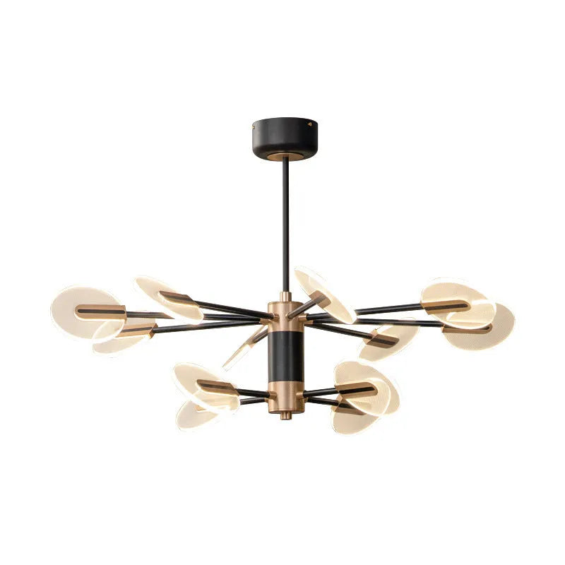 Nordic iron and acrylic LED chandelier pendant lamp with multiple light heads.