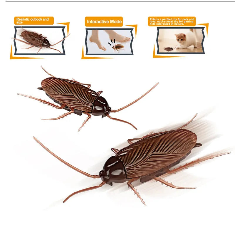 Vibration walking pet toy with cockroach, tarantula, mouse, and dragonfly designs on 11x5cm plastic base