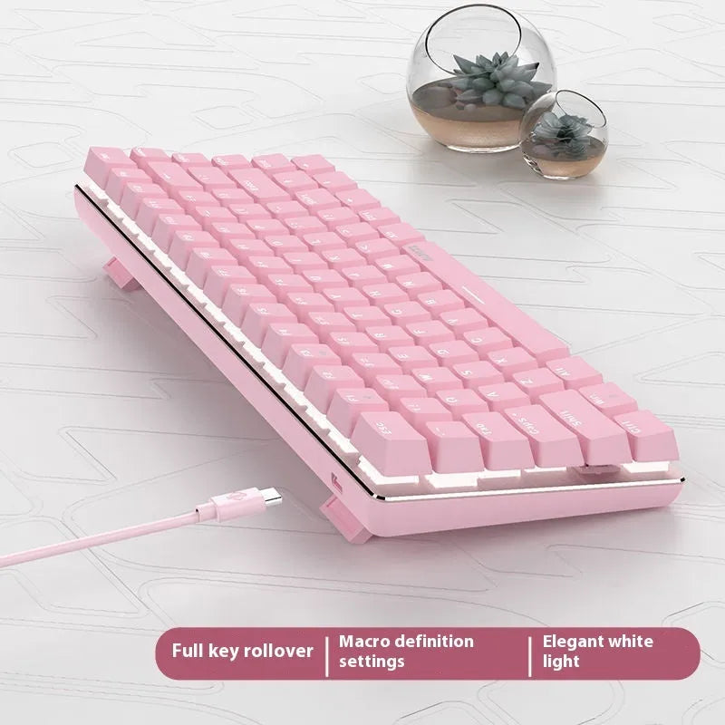 82-key mechanical keyboard with white backlight and metal construction