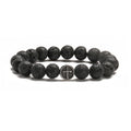 Geometric stainless steel bracelet with 10mm polished volcano agate stones