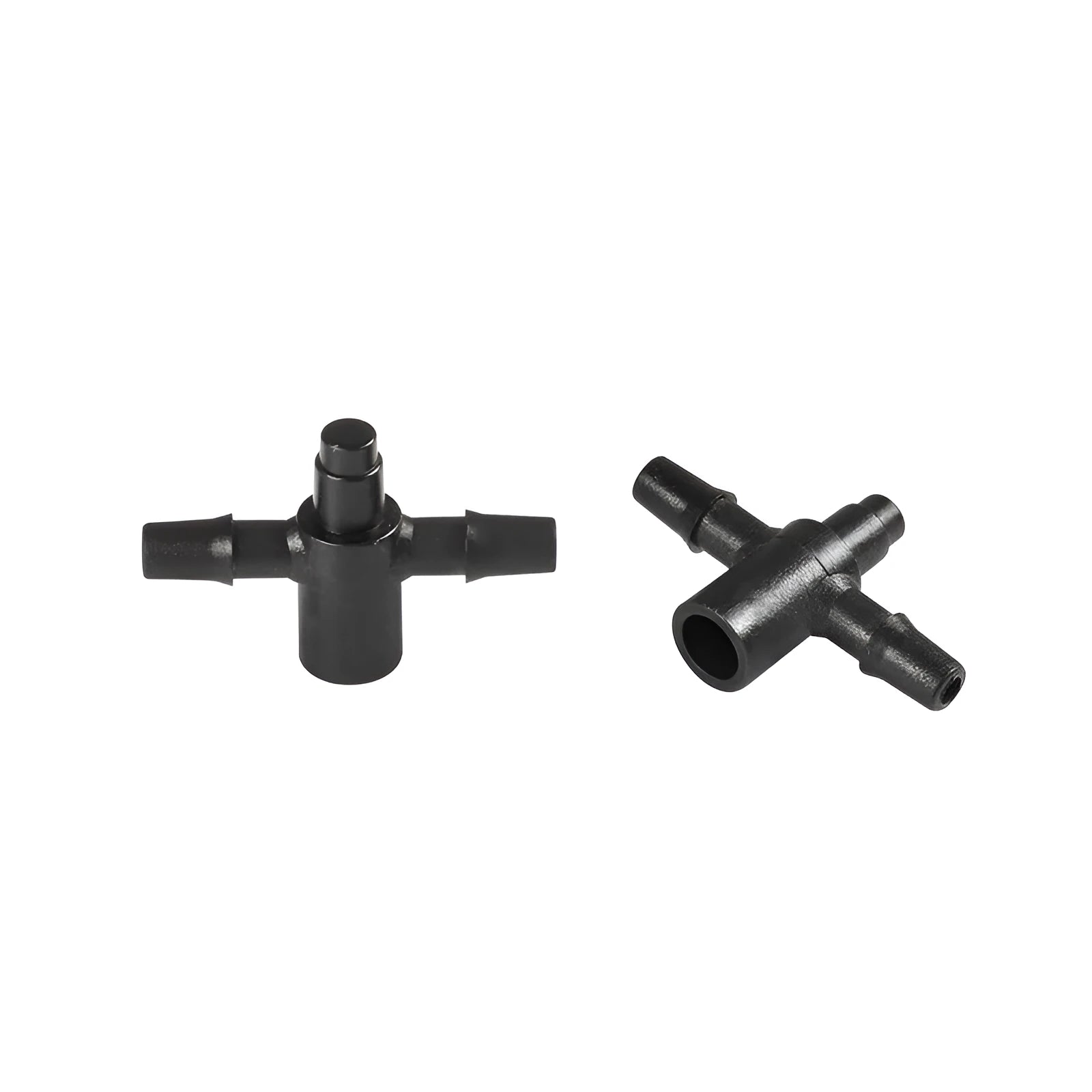 PE plastic tee water distributor joint for micro spray irrigation systems.