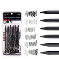 Wood-free graphite sketching pencil set showing six different grade pencils for art drawing
