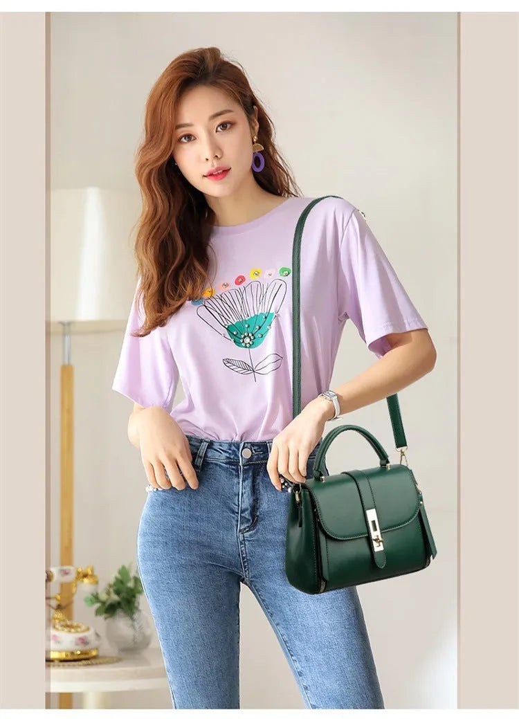 Women's soft PU leather messenger bag in square vertical design with single shoulder strap