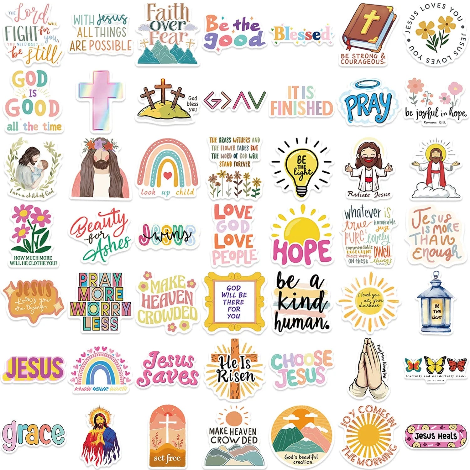 Pack of 50 assorted graffiti design stickers for personalised decoration on various surfaces.