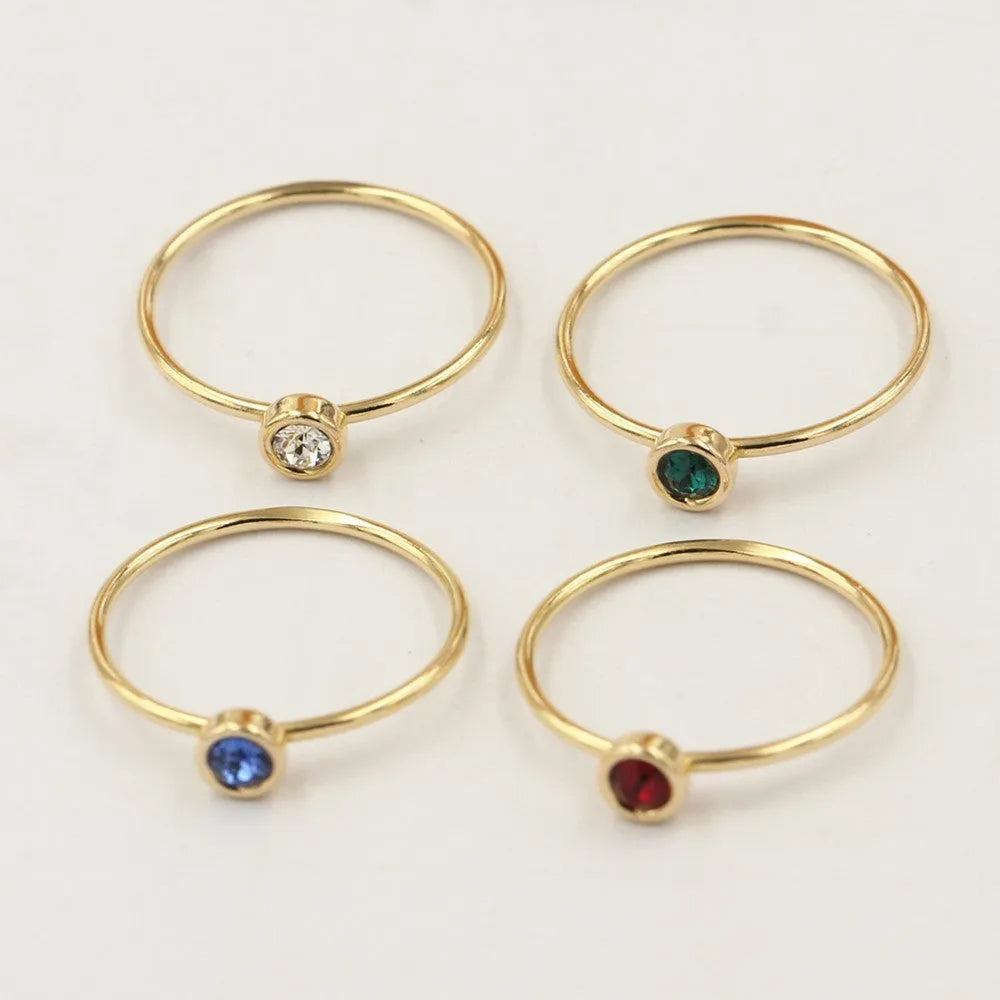 14K gold plated copper knuckle ring with colourful zircon stones in green, blue, dark red, or white