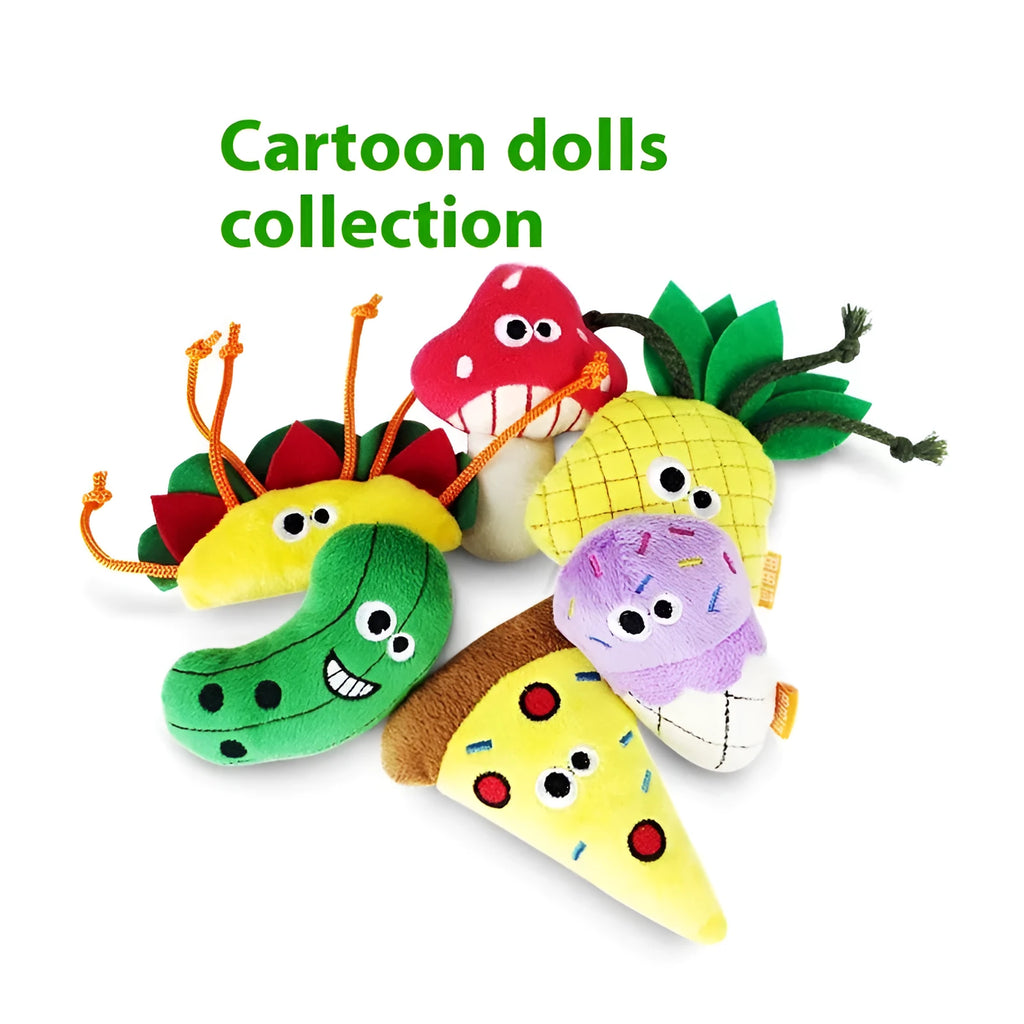 Tiantianmao polygonum multiflorum cat dental toy set showing six wooden shapes and catnip plush toy