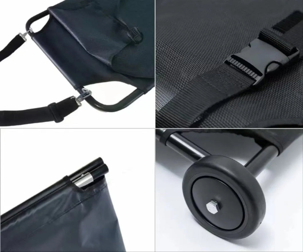 Large black aluminium alloy foldable dog stretcher for emergency pet transport