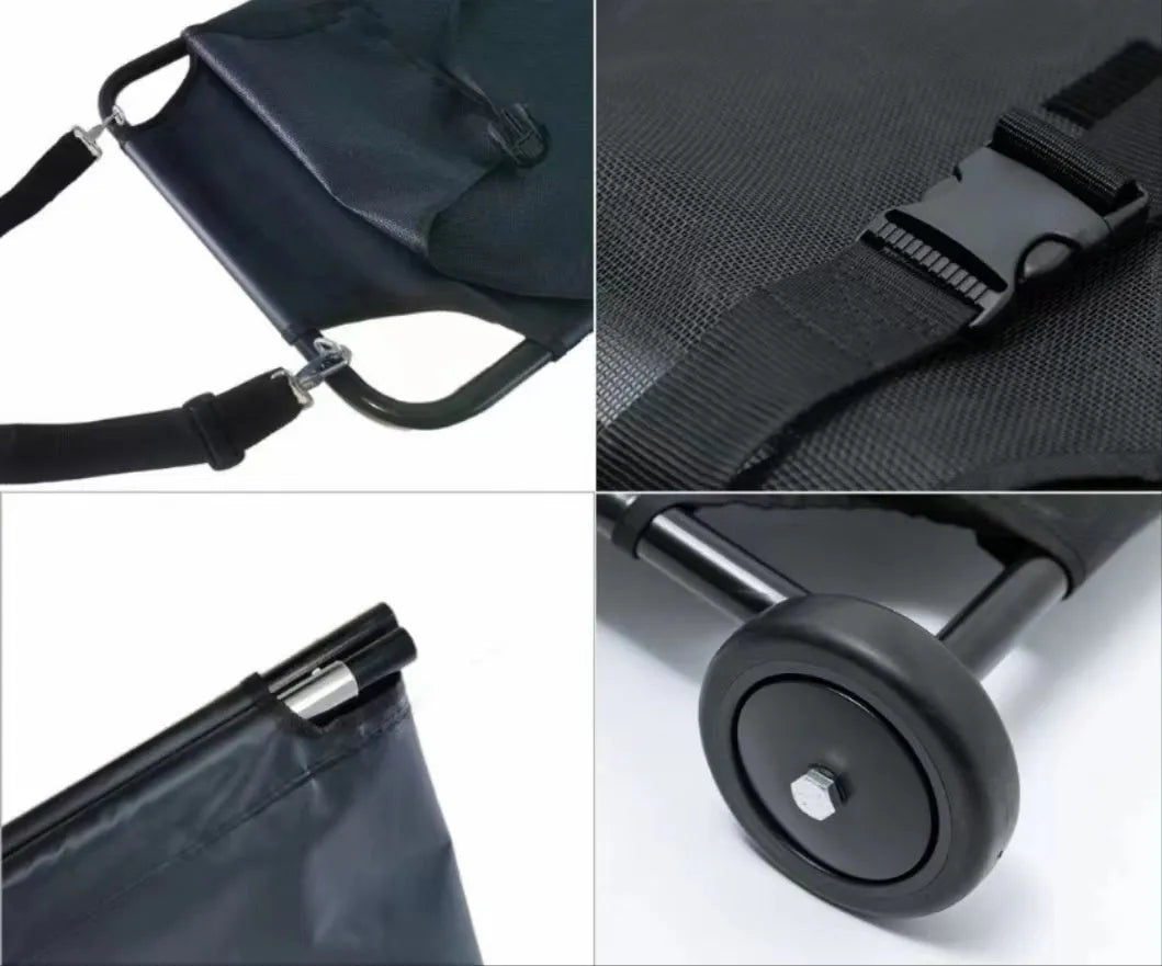 Large black aluminium alloy foldable dog stretcher for emergency pet transport