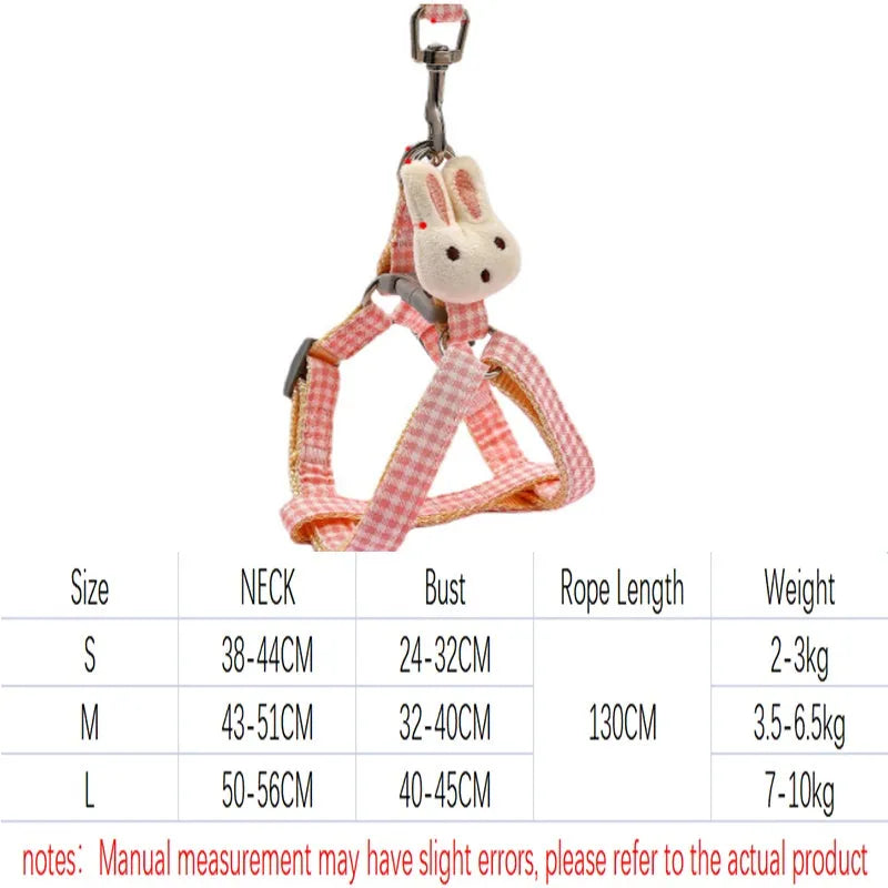 Small dog harness and leash set with quick-release buckles in multiple colour options