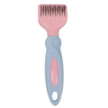 Pink and purple pet grooming comb with stainless steel knot knife and brush heads.